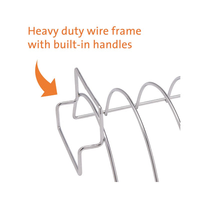 Jumbuck Reversible Roast Rib Rack, Heavy-Duty Steel, Chrome Plate, Holds Medium Roast or 6 Ribs