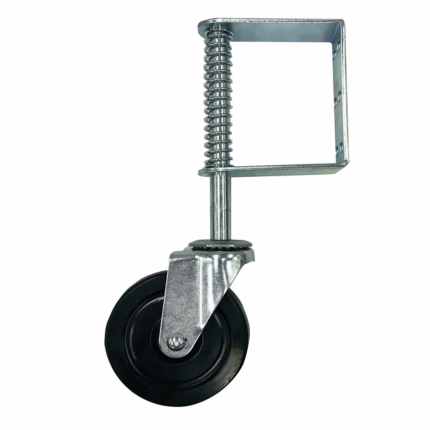 Easyroll 125mm Swivel Gate Castor, 100kg Load, Hard Rubber, Adjustable Spring