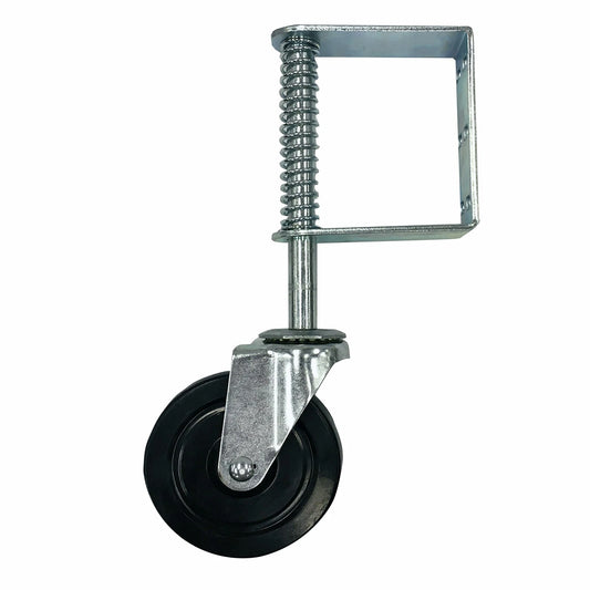 Easyroll 125mm Swivel Gate Castor, 100kg Load, Hard Rubber, Adjustable Spring