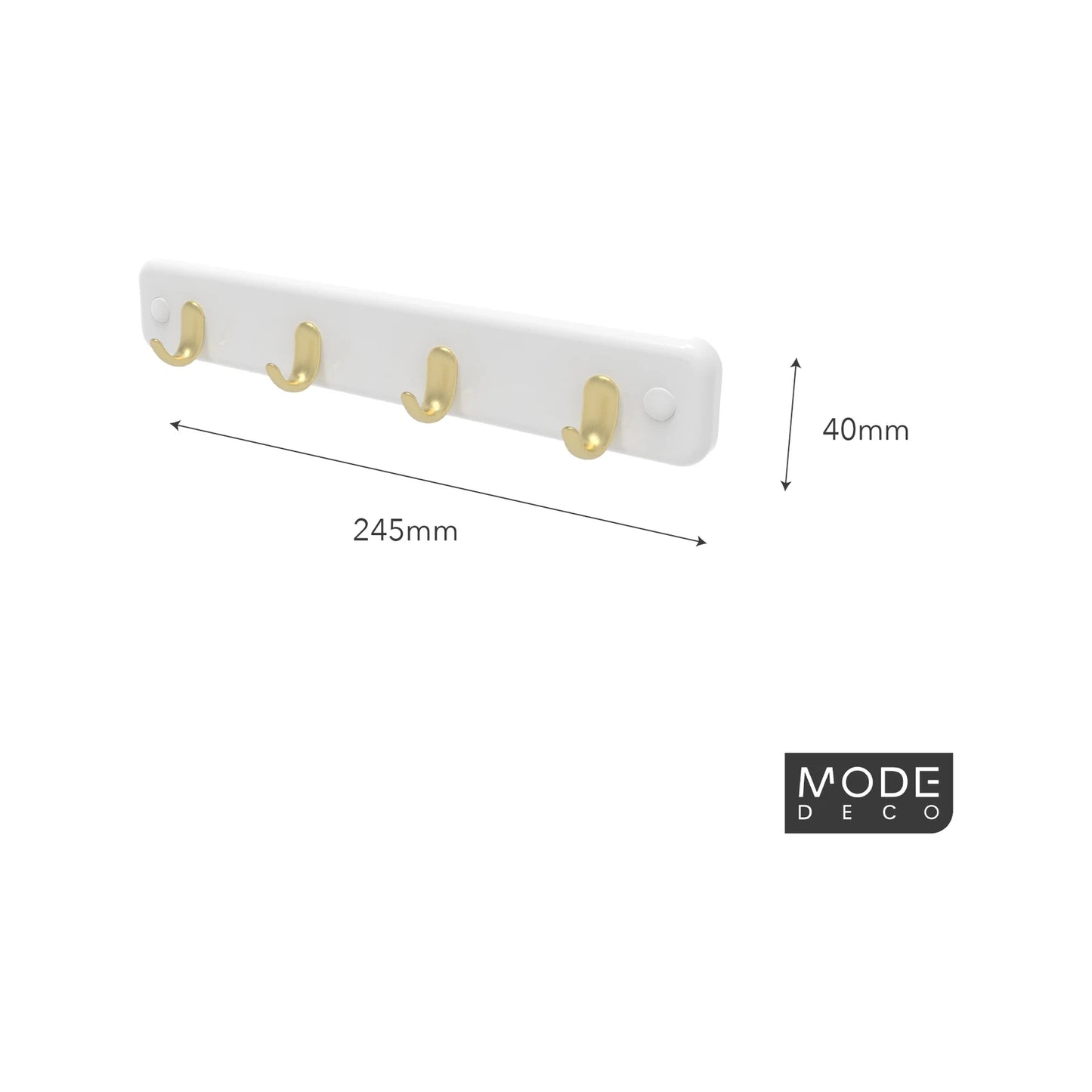 MODE 4 Brushed Brass Key Rack with White Board, 7 Hooks, Easy Install