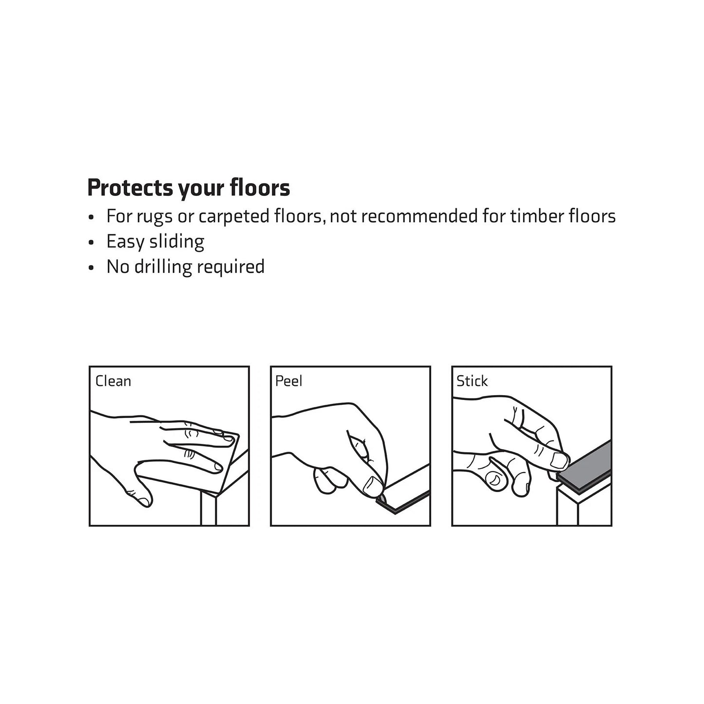 Surface Gard Rectangle Slide Glide 25x100mm, Self-Adhesive, Easy Install, Surface Protection