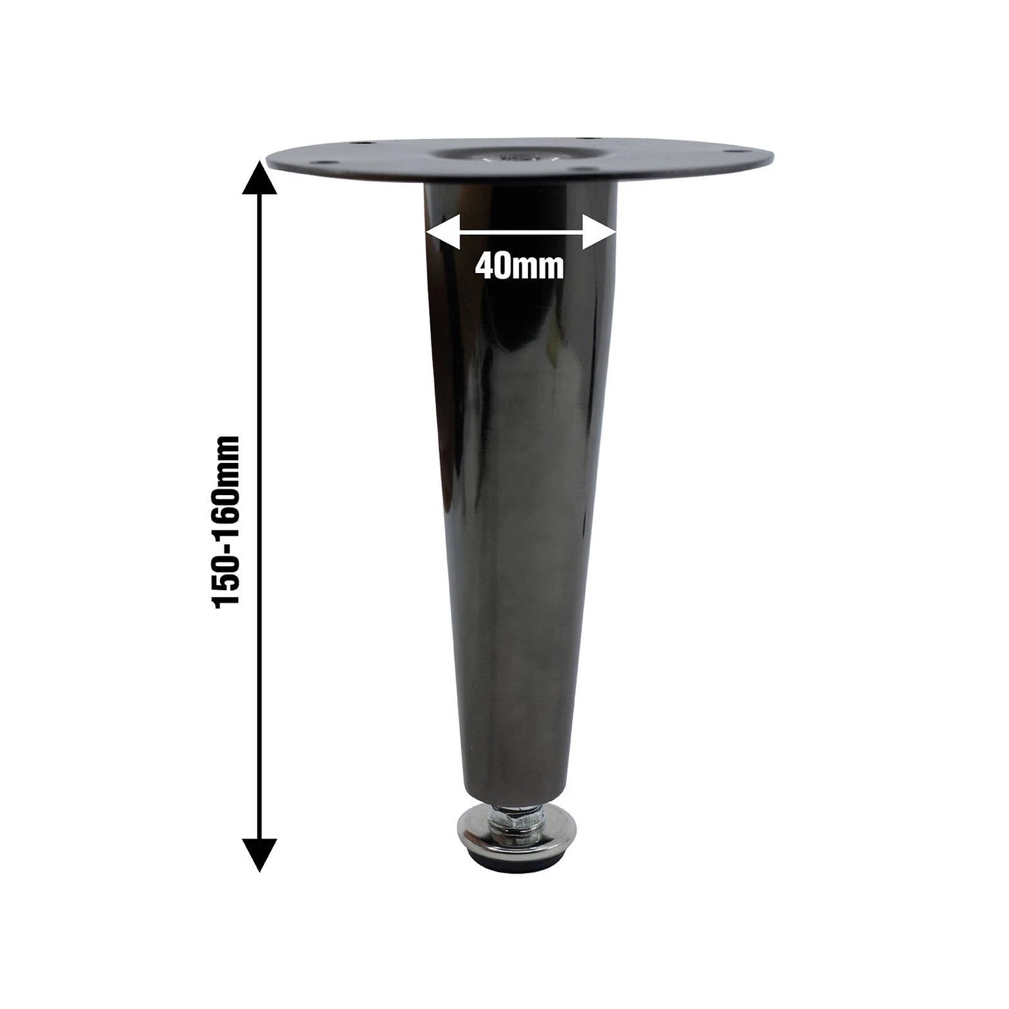 Adoored 150mm Black Nickel Tapered Metal Furniture Leg - Easy Install, Modern Design