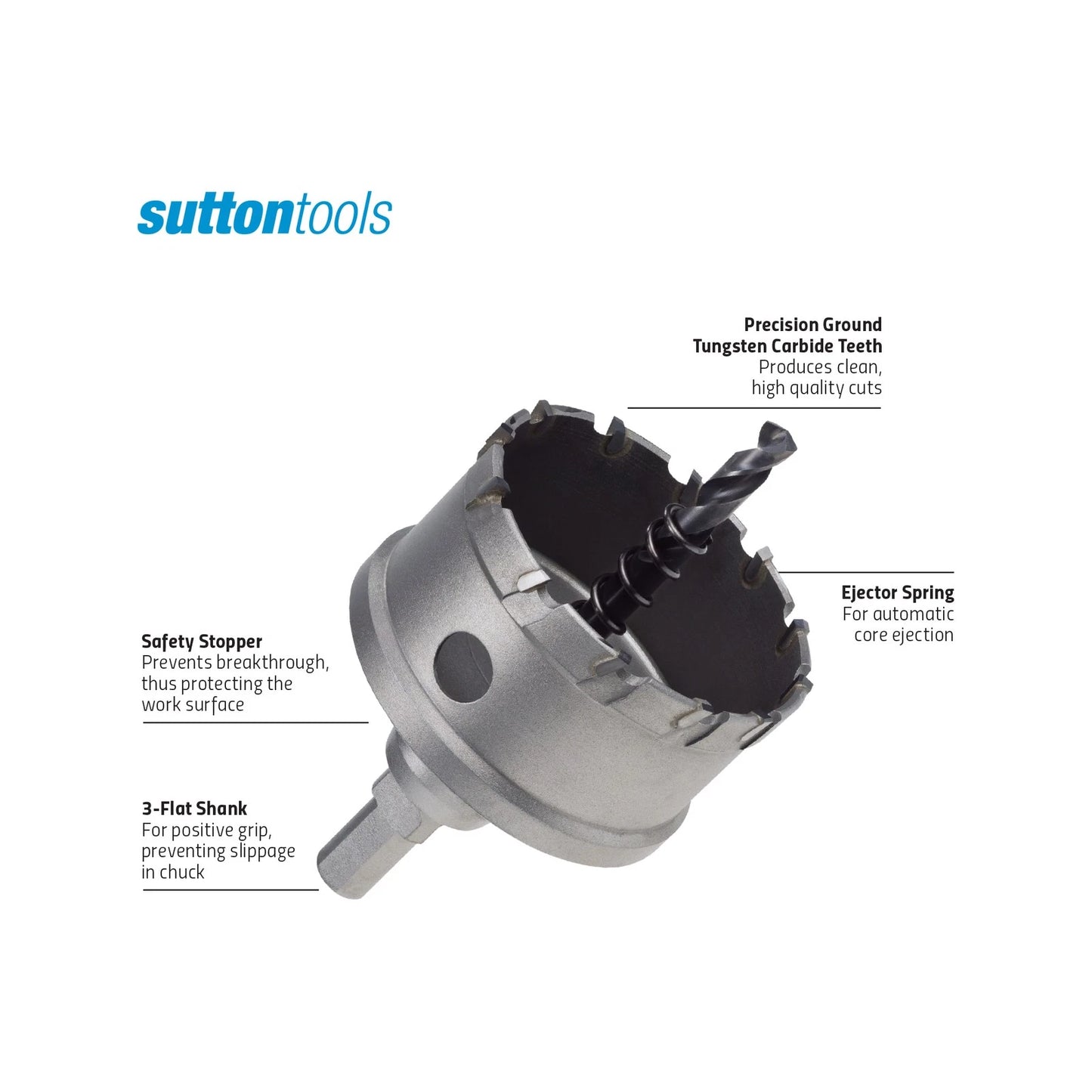 Sutton Tools 40mm TCT Holesaw with Tungsten Carbide Teeth for Versatile Cutting