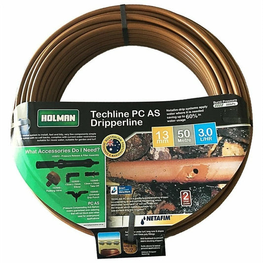 Holman 13mm x 50m PC Drip Tube - Pressure-Compensating, UV & Kink Resistant