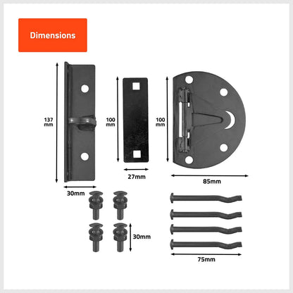 Taskmaster 100mm Black Matte Zinc Garage Door Floor Anchor for DIY Security