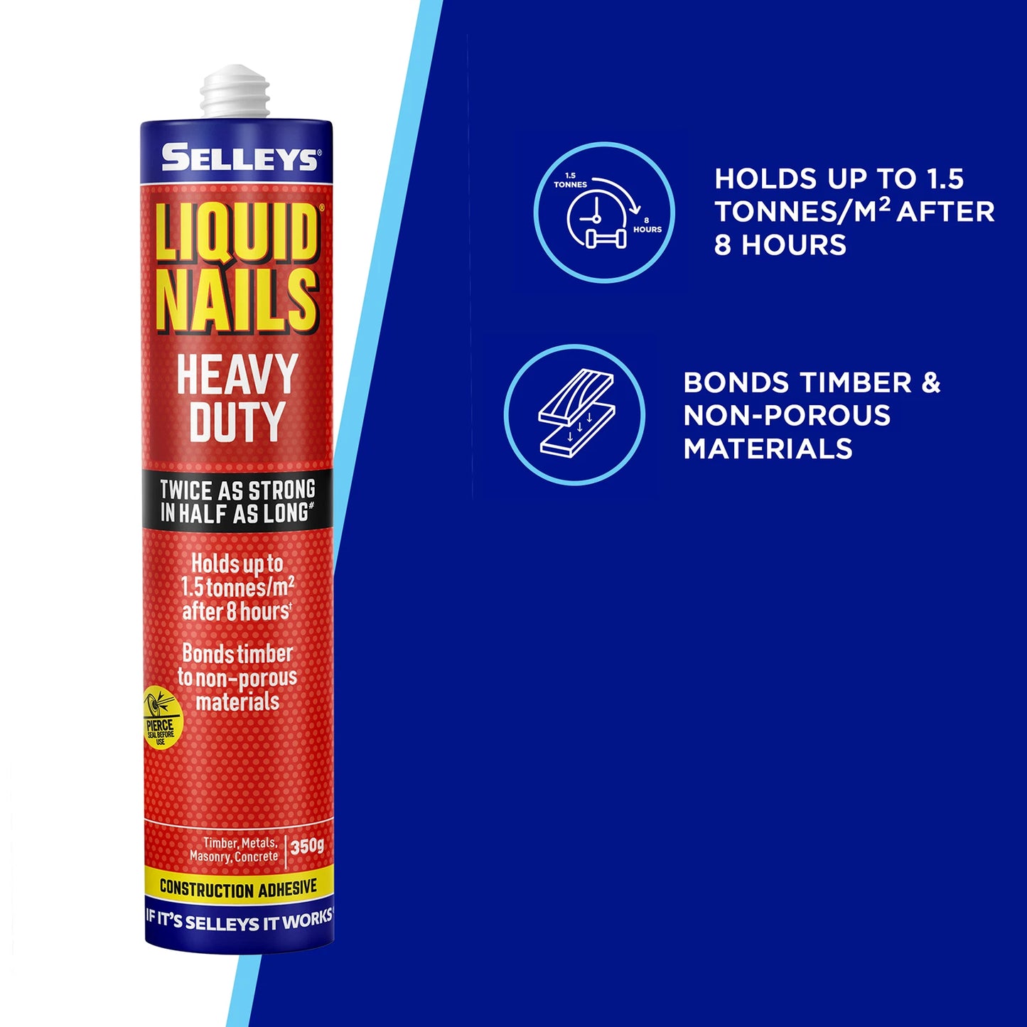 Selleys Heavy Duty Liquid Nails 350g - Fast Curing, Weather Resistant Construction Adhesive