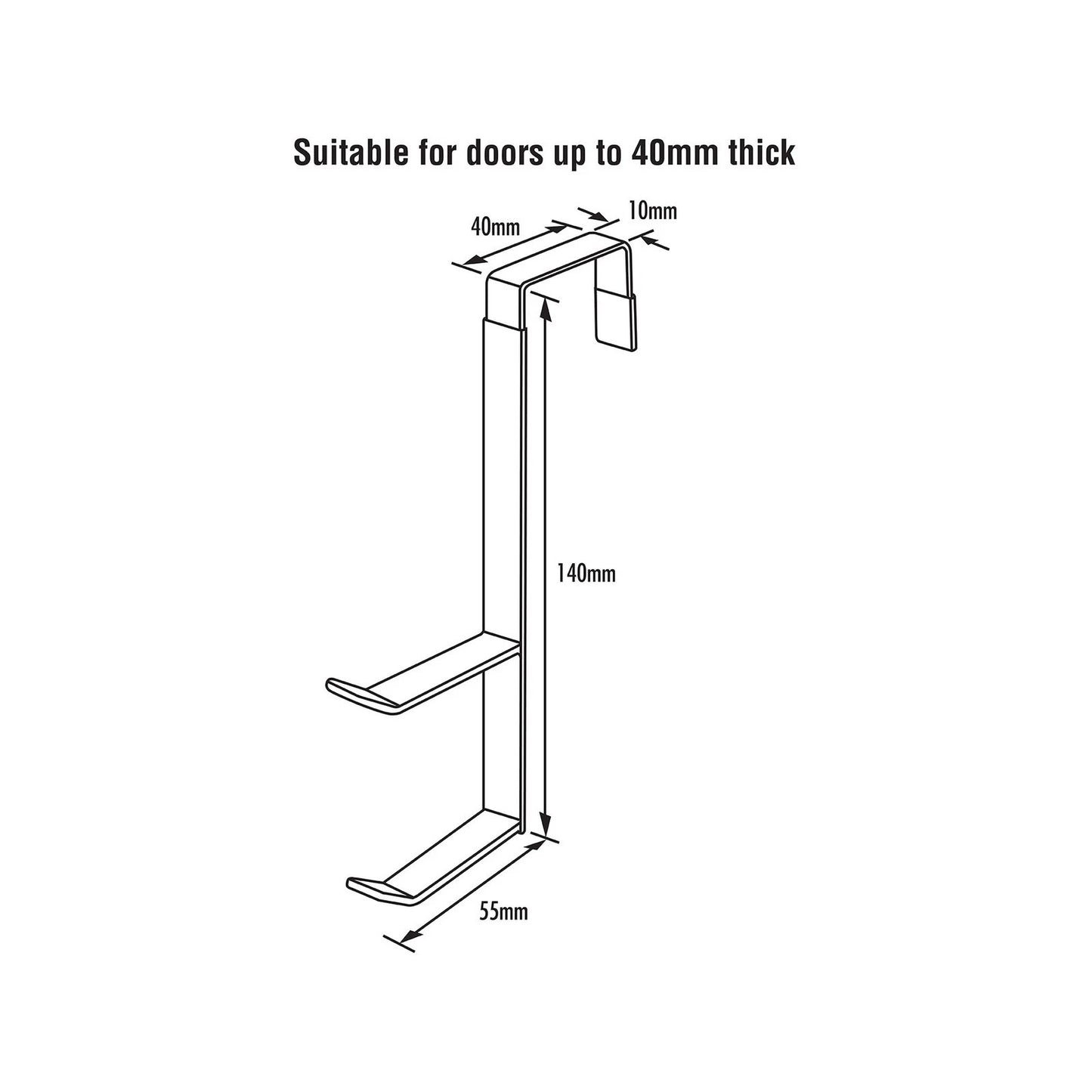 Adoored White Double Over The Door Hook, Stainless Steel, Double Hook Design