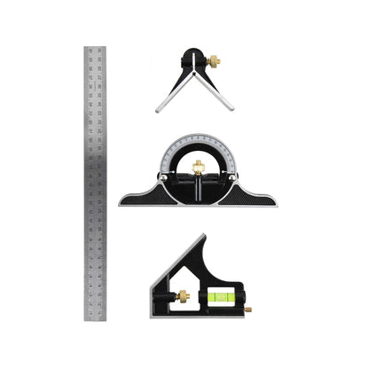 Trojan 300mm Multi-Function Combination Square, Heavy-Duty Alloy, Stainless Steel Blade