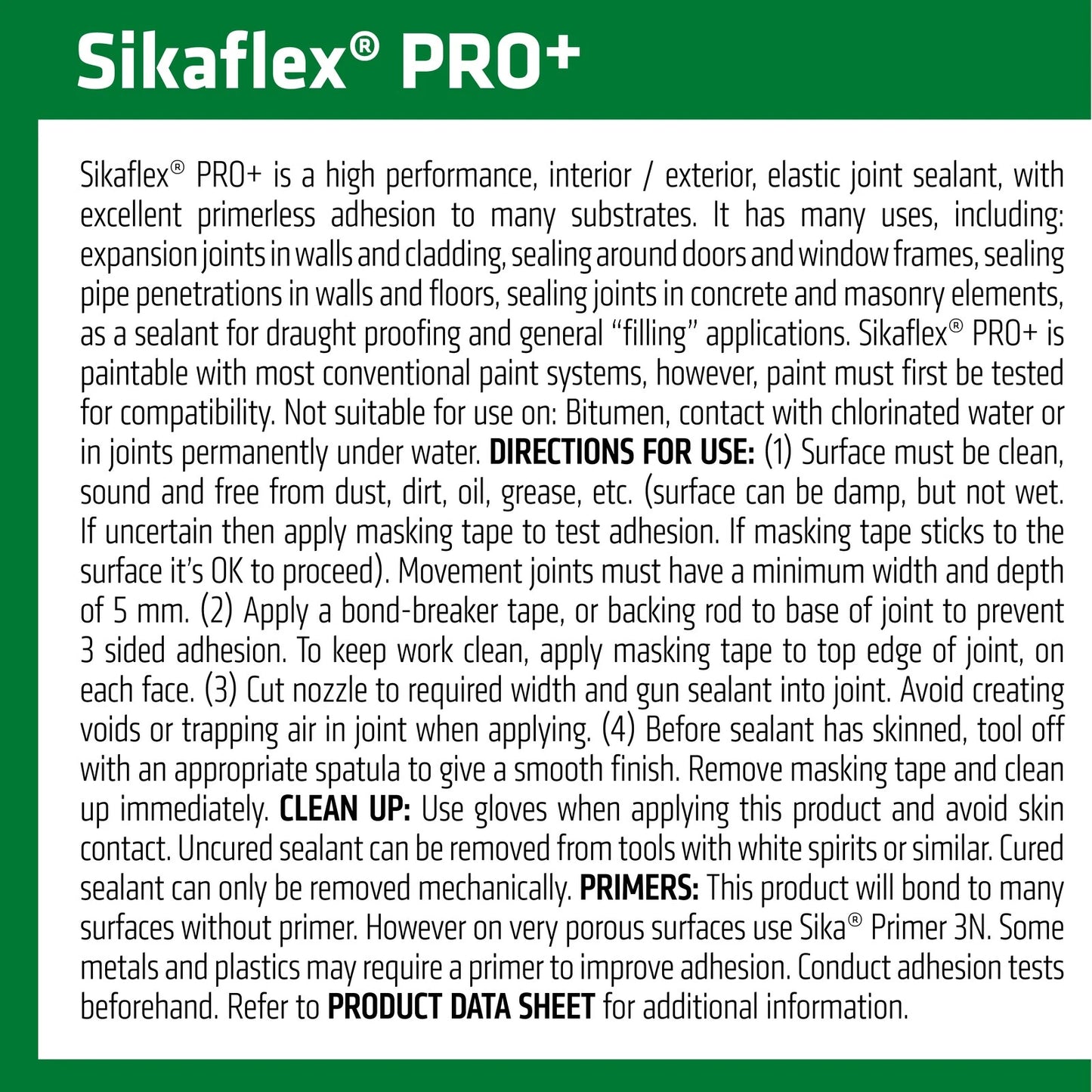 Sika Sikaflex Pro+ 310ml White Polyurethane Sealant - Flexible, Bubble-Free, Weather Resistant