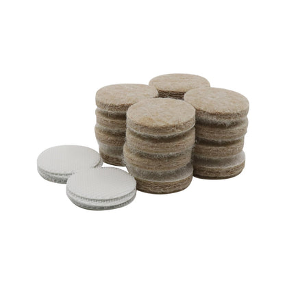 Surface Gard 25mm Beige Hook & Loop Felt Pads - Durable, Noise Reducing, 8pcs