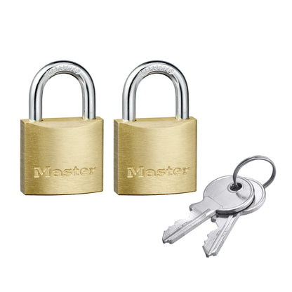 Master Lock 30mm Brass Keyed Padlock 2 Pack - Corrosion-Resistant, Hardened Steel Shackle
