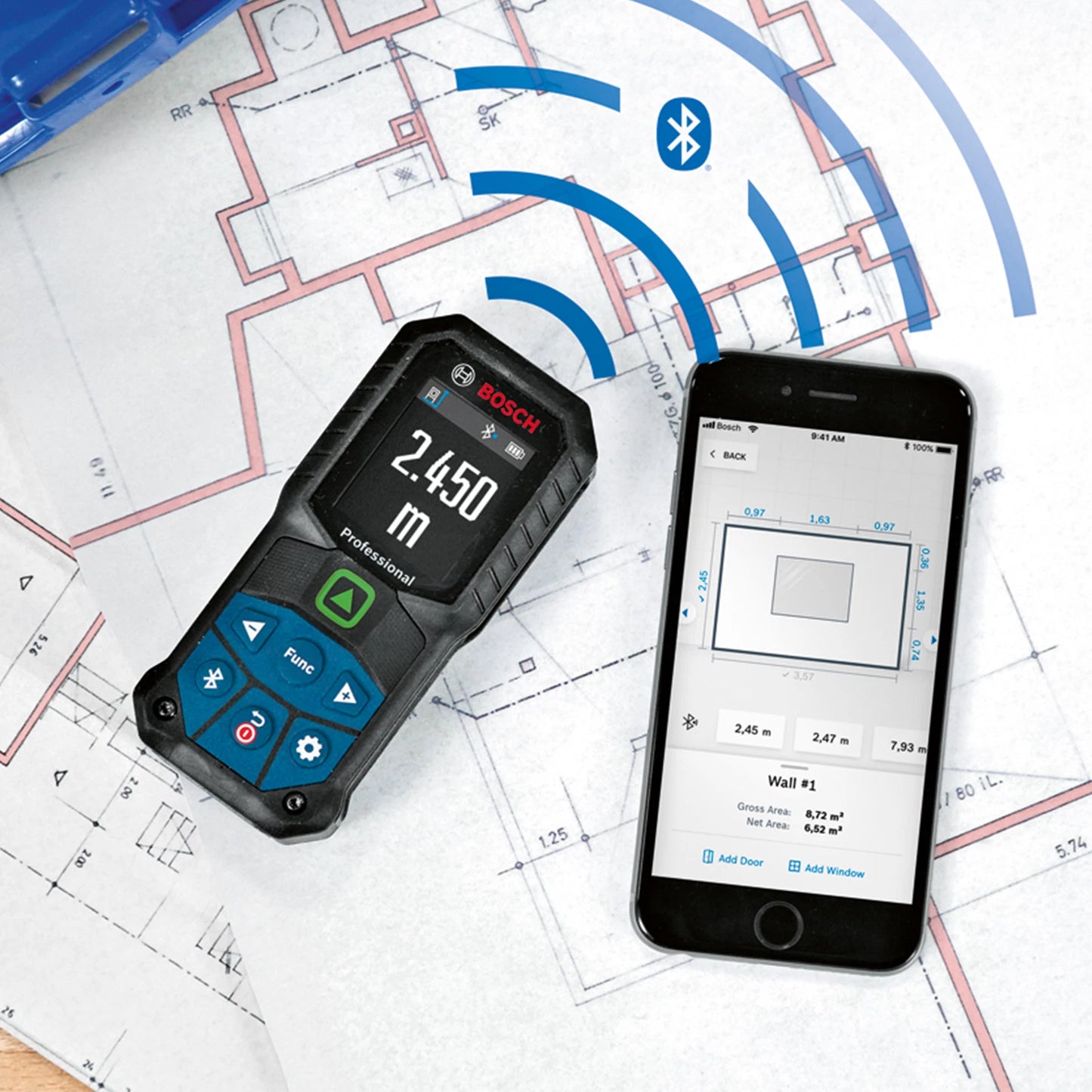 Bosch Professional 50m Green Laser Distance Measurer, Rugged Design, Bluetooth® Connectivity