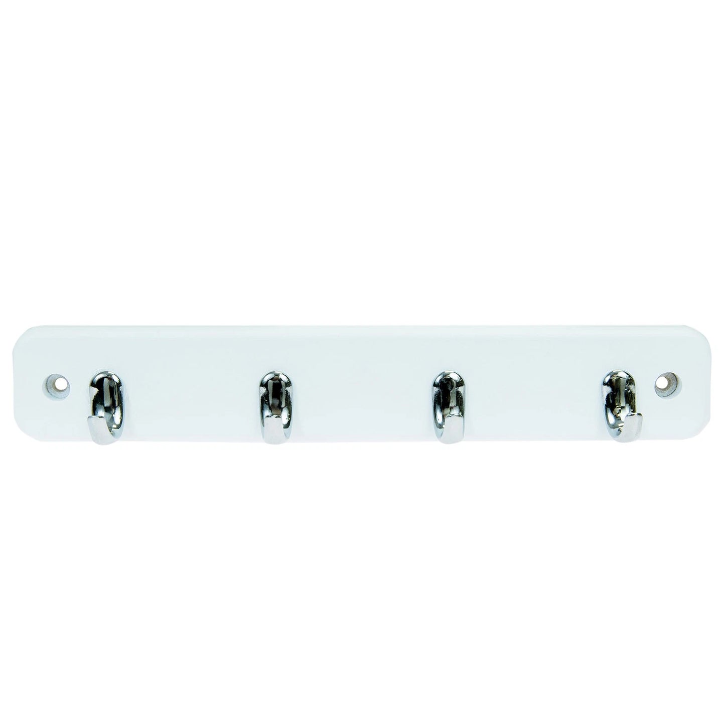 MODE 4 Brushed Nickel Hooks White Board Key Rack, Durable & Easy Install