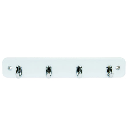 MODE 4 Brushed Nickel Hooks White Board Key Rack, Durable & Easy Install