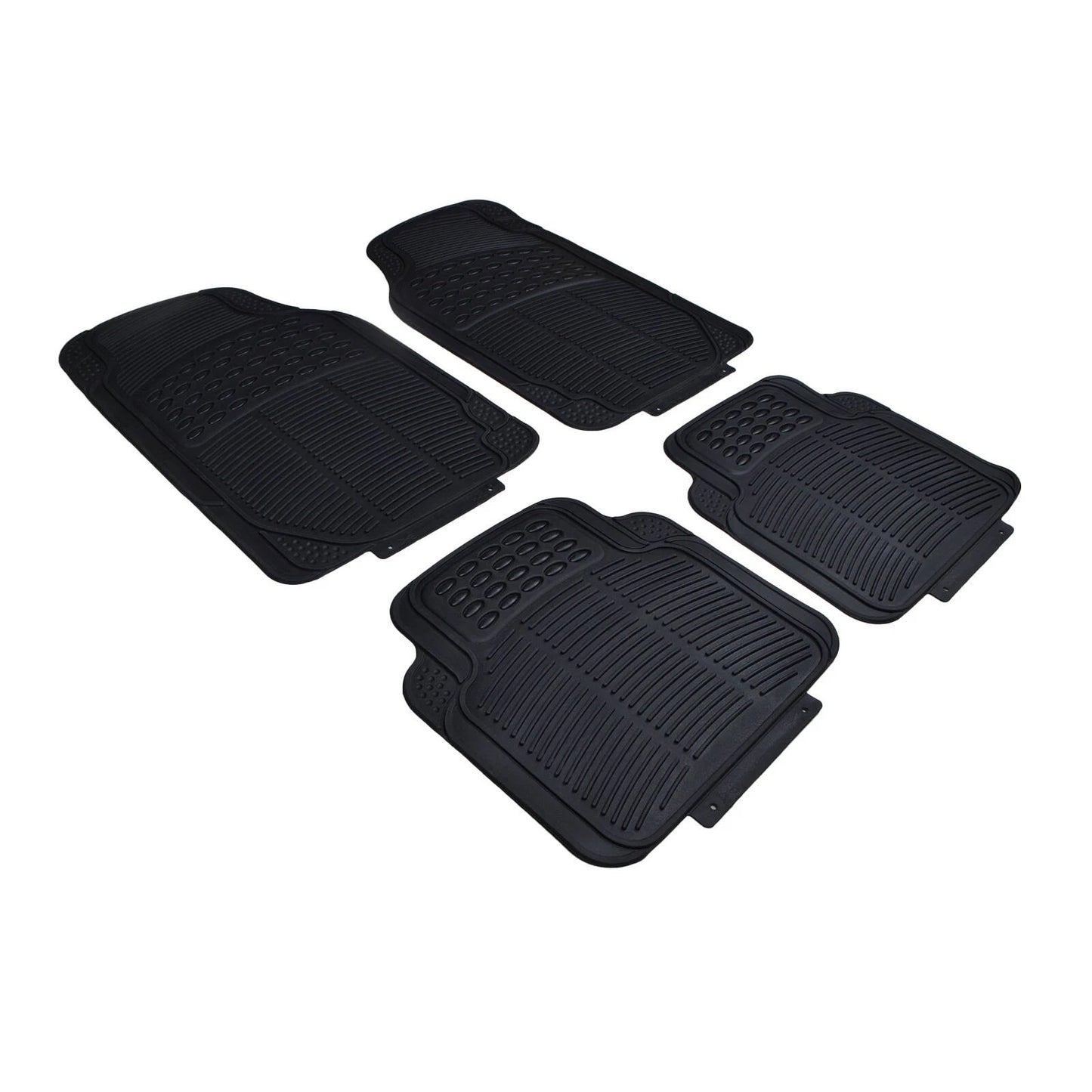 All Set Black Heavy-Duty PVC Car Floor Mats - 4 Piece, Universal Fit, Anti-Slip, Durable Protection