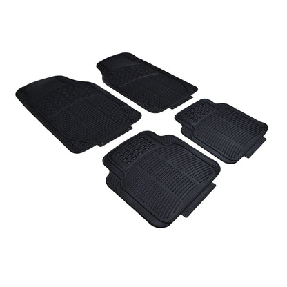 All Set Black Heavy-Duty PVC Car Floor Mats - 4 Piece, Universal Fit, Anti-Slip, Durable Protection