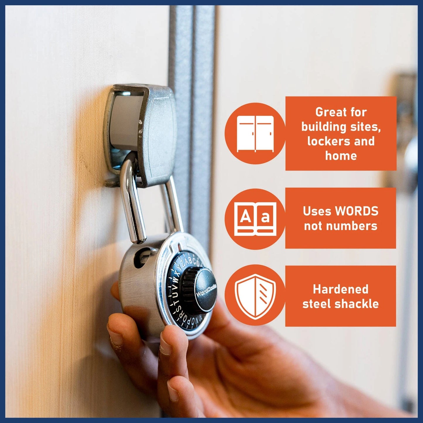 Wordcode 3 Letter Combination Dial Lock, Hardened Steel, 51mm, Silver