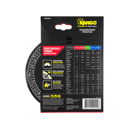 Kango 125mm Continuous Turbo Diamond Blade, Ultra-Thin, High Diamond Concentrate, Wet/Dry Use