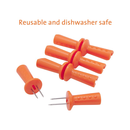 Jumbuck Corn Cob Holders 4 Pack - Ergonomic Design, Stainless Steel Prongs, Dishwasher Safe