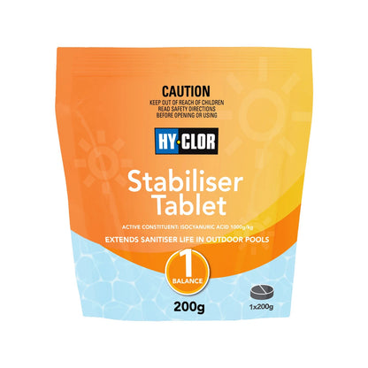 Hy-Clor Stabiliser Tablets - Prolongs Chlorine, UV Protection, Easy-to-Use, 200G