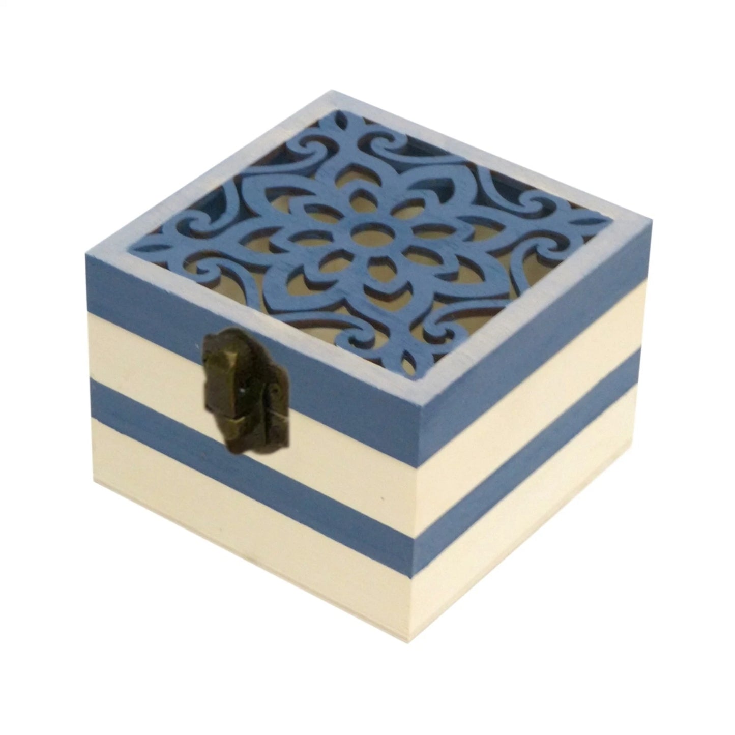 Boyle Plywood Square Boxes Set of 3 with Laser Cut Flowers, Craft & Decor