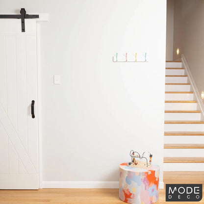 MODE 4 Pastel Hooks White Board Hat & Coat Rack, Decorative & Durable, Easy Install