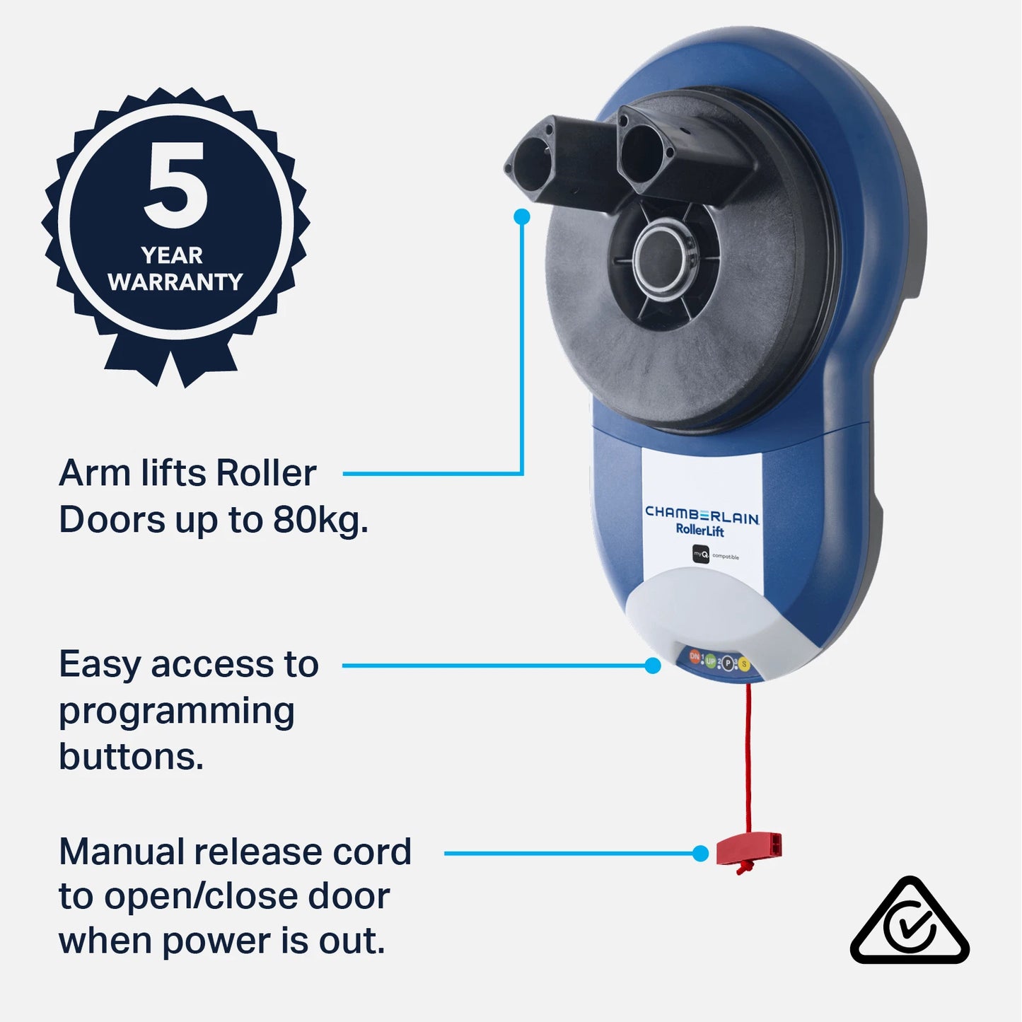 Chamberlain RollerLift Remote-Controlled Garage Door Opener with Safety & myQ Compatibility