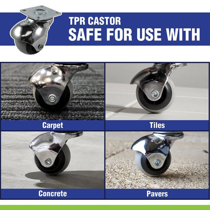 Easyroll 38mm 25kg Swivel Plate TPR Ball Wheel Castor for Indoor Furniture