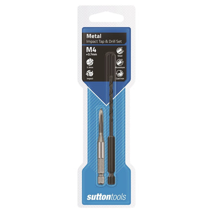 Sutton Tools 3.3mm M4 Hex Impact Tap Drill Set for Impact Drivers, Fast Tapping, Versatile Use
