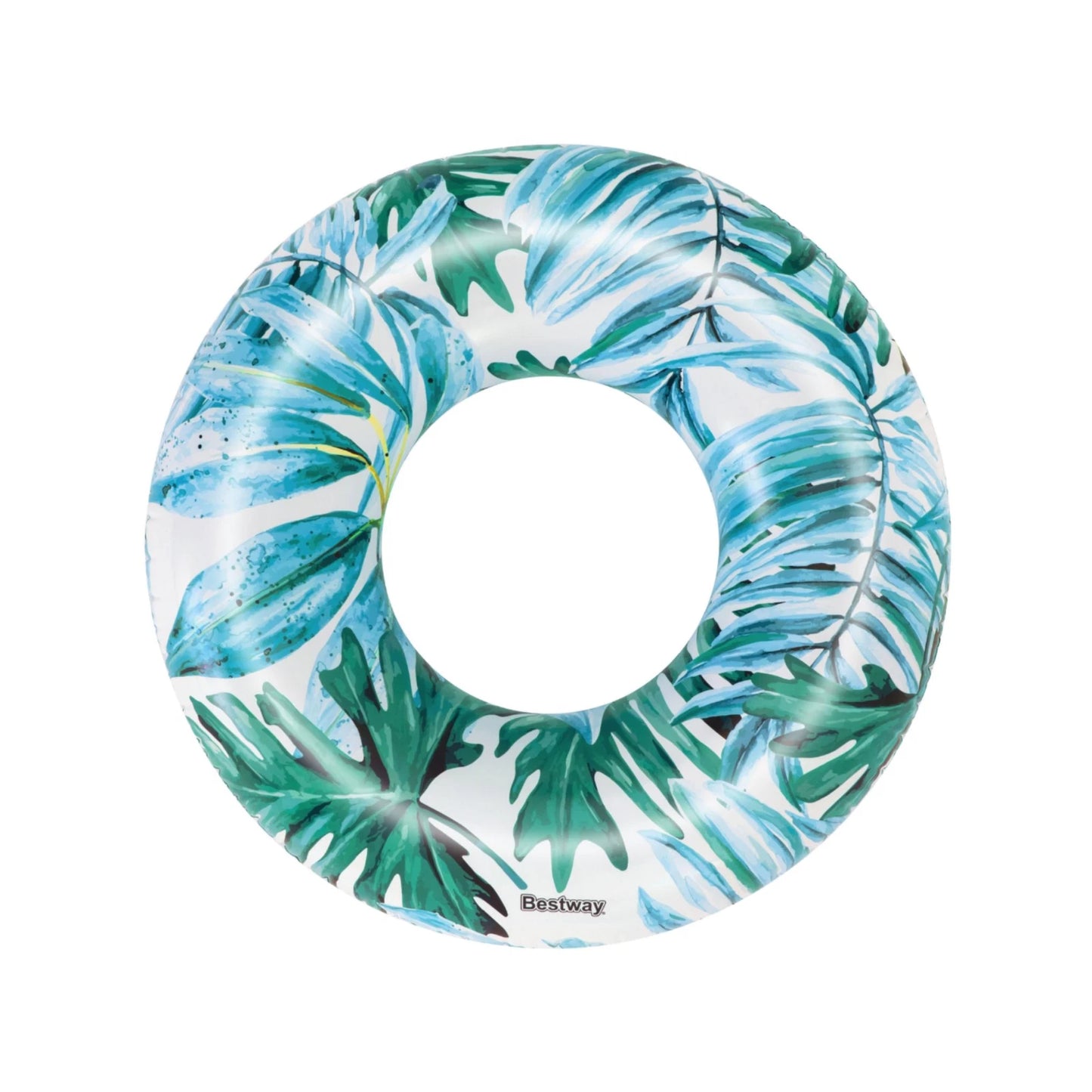 H2OGO! 119cm Blue Tropical Inflatable Palms Swim Ring - Durable, Easy to Inflate, Eye-Catching Design