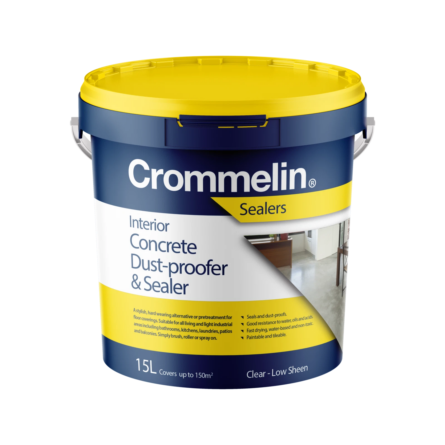Crommelin 15L Concrete Floor Sealer, Waterborne Acrylic, Durable, Non-Toxic, Adjustable Gloss