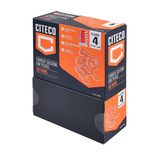 CITECO Corded Silicone Ear Plugs, Reusable, 50 Pairs, Universal Fit, Noise Reduction