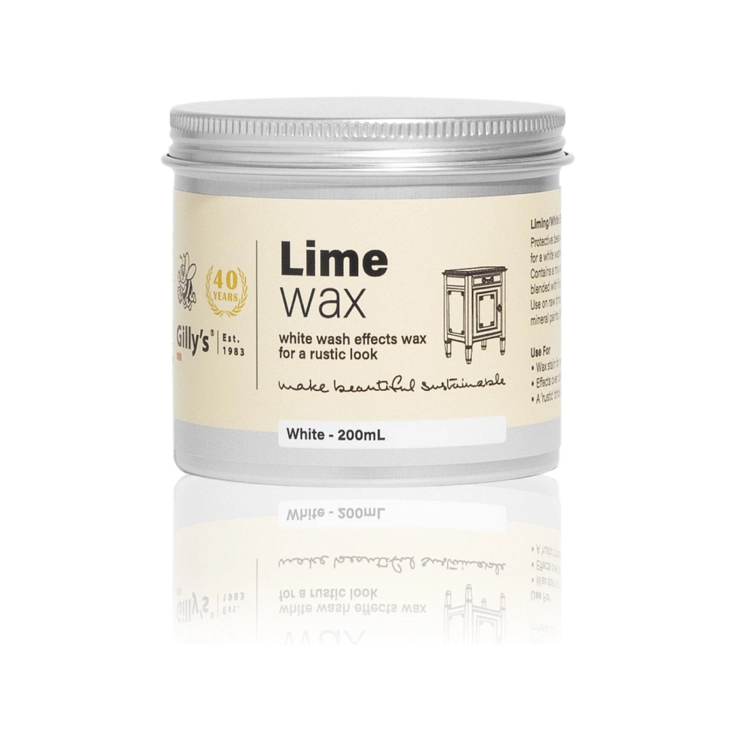 Gilly's 200ml Lime Wax - White Effect, Silicone-Free, Enhances Chalk Paint, Indoor Use