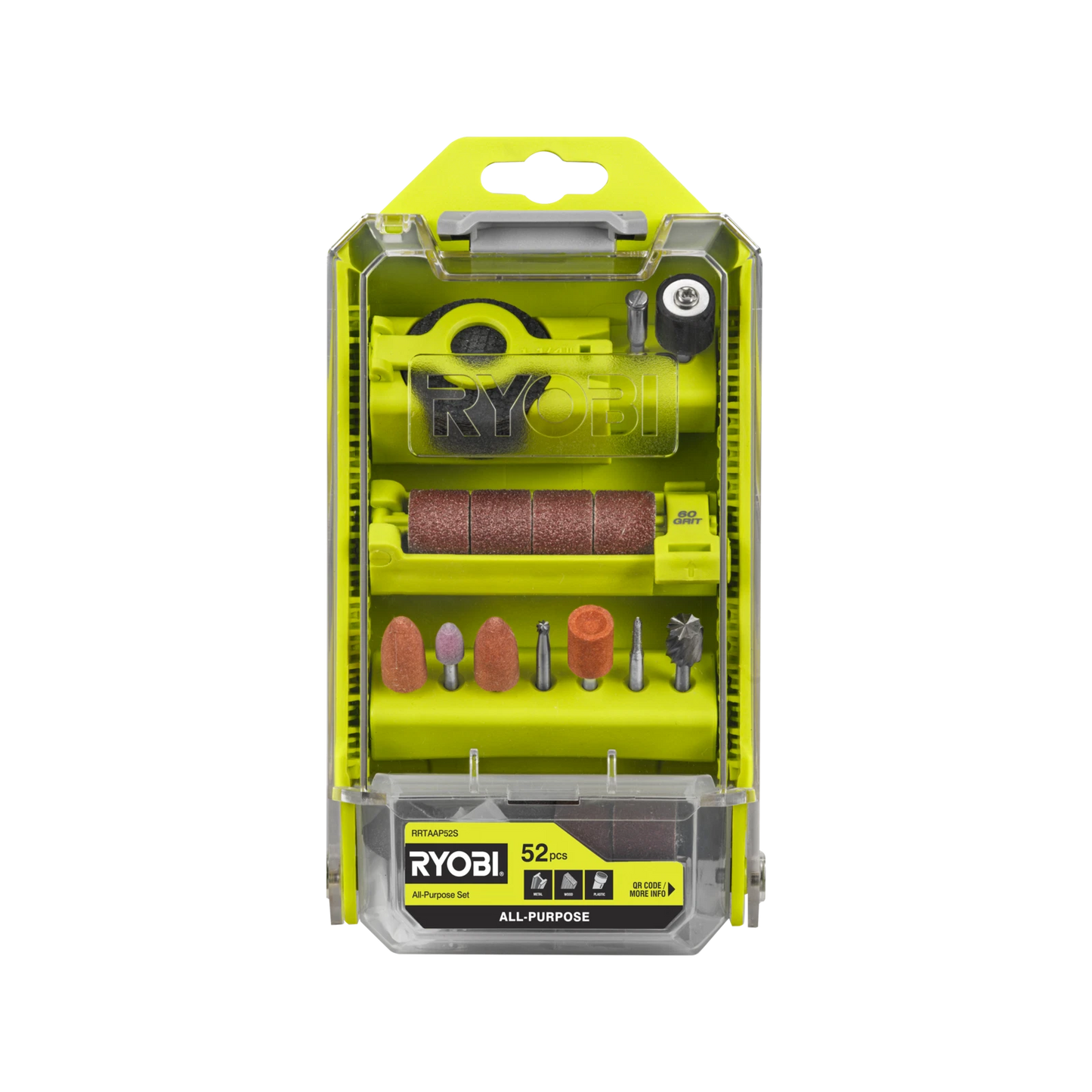 Ryobi 52-Piece Rotary Tool Accessory Set for Sanding, Cutting, Polishing, Grinding, Engraving