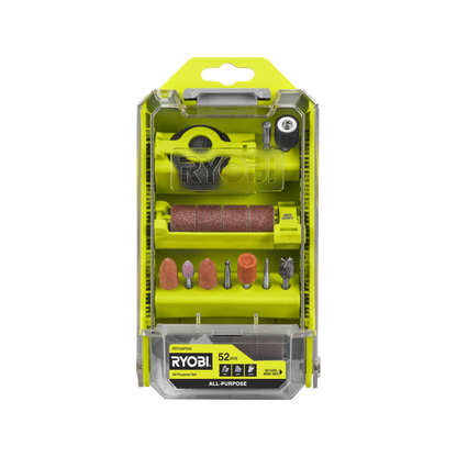 Ryobi 52-Piece Rotary Tool Accessory Set for Sanding, Cutting, Polishing, Grinding, Engraving