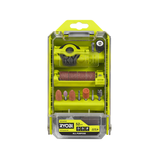 Ryobi 52-Piece Rotary Tool Accessory Set for Sanding, Cutting, Polishing, Grinding, Engraving