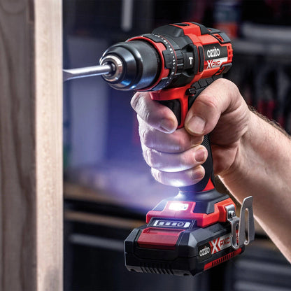 Ozito PXC 18V Hammer Drill Kit, 2.5Ah Battery, 13MM Keyless Chuck, 2 Speed, 21 Torque Settings