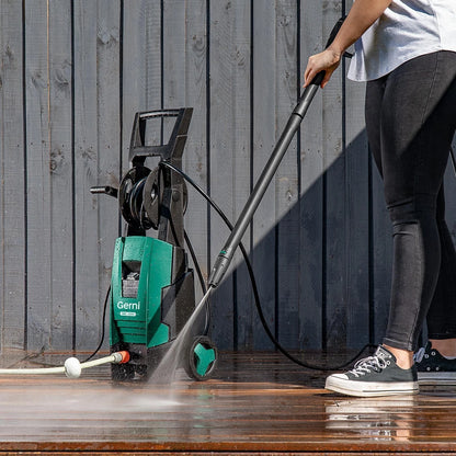 Gerni 5000 High Pressure Washer 1885PSI 1800W with Mid Patio Cleaner & 8m Hose Reel