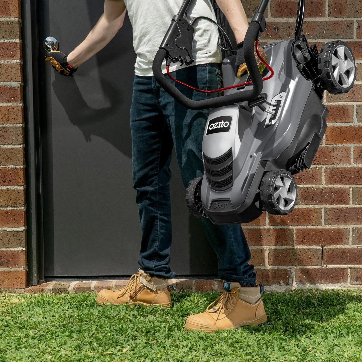 Ozito 1500W Corded Lawn Mower, 360mm Cutting Width, 5-Position Height Adjustment