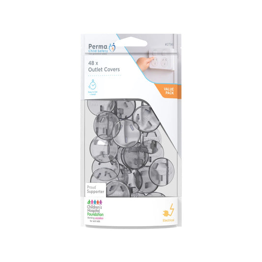 Perma Child Safety Outlet Covers 48 Pack, Clear Plastic, Childproofing Electrical Outlets