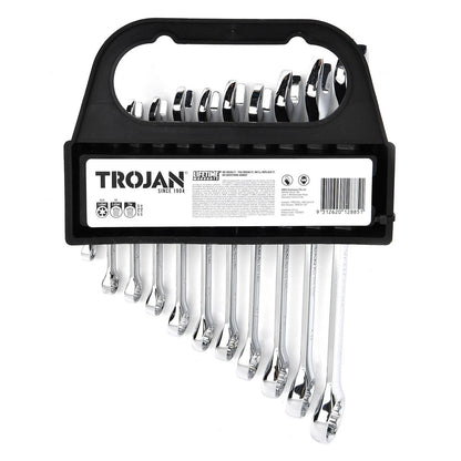 Trojan 11 Piece Metric Spanner Set, Chrome Vanadium, 12 Point Ring, Lifetime Warranty