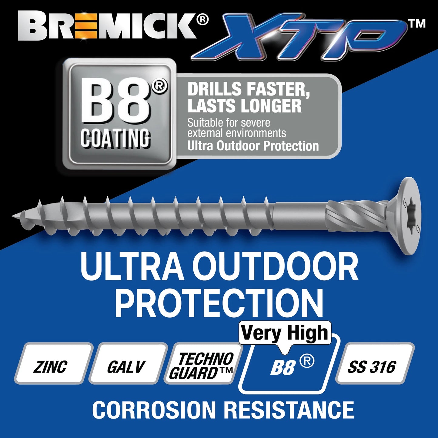 Bremick XTP Bugle Batten Screws 14g x 50mm T40, Corrosion Resistant, 25 Pack