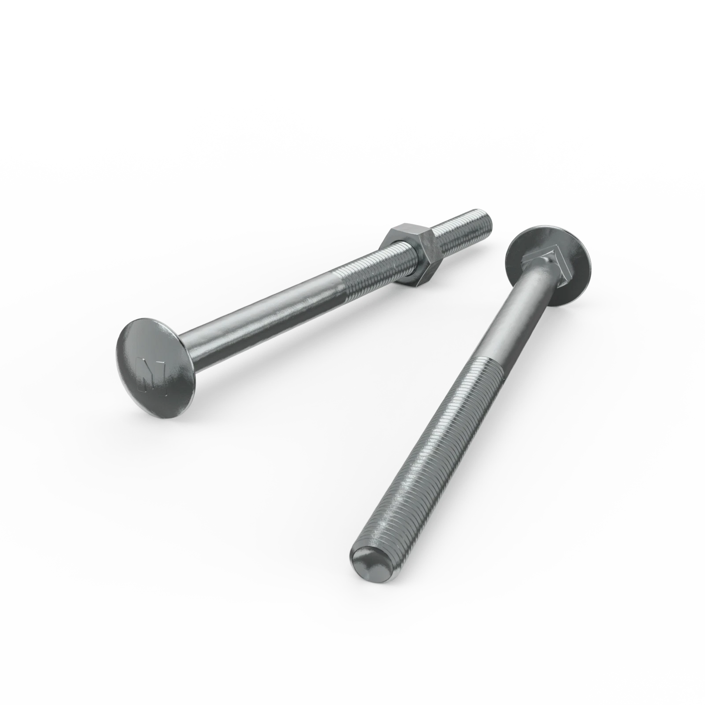 ZENITH M10 x 150mm Zinc Plated Cup Head Bolt & Nut, Low Profile, Square Neck