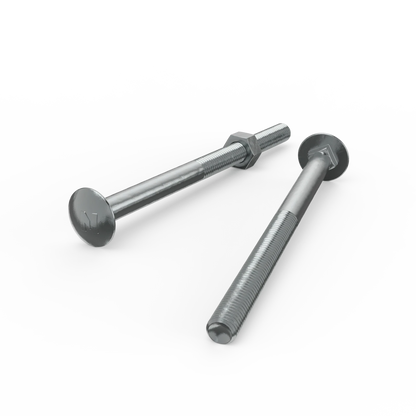 ZENITH M10 x 150mm Zinc Plated Cup Head Bolt & Nut, Low Profile, Square Neck