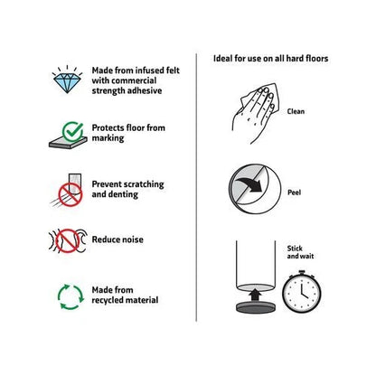 Surface Gard Latex-Infused Felt Pads 10mm White Round 75pcs for Furniture Protection