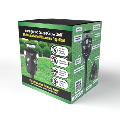 Sureguard Scarecrow Ultrasonic Animal Repellent, Solar-Powered, 360-Degree Coverage