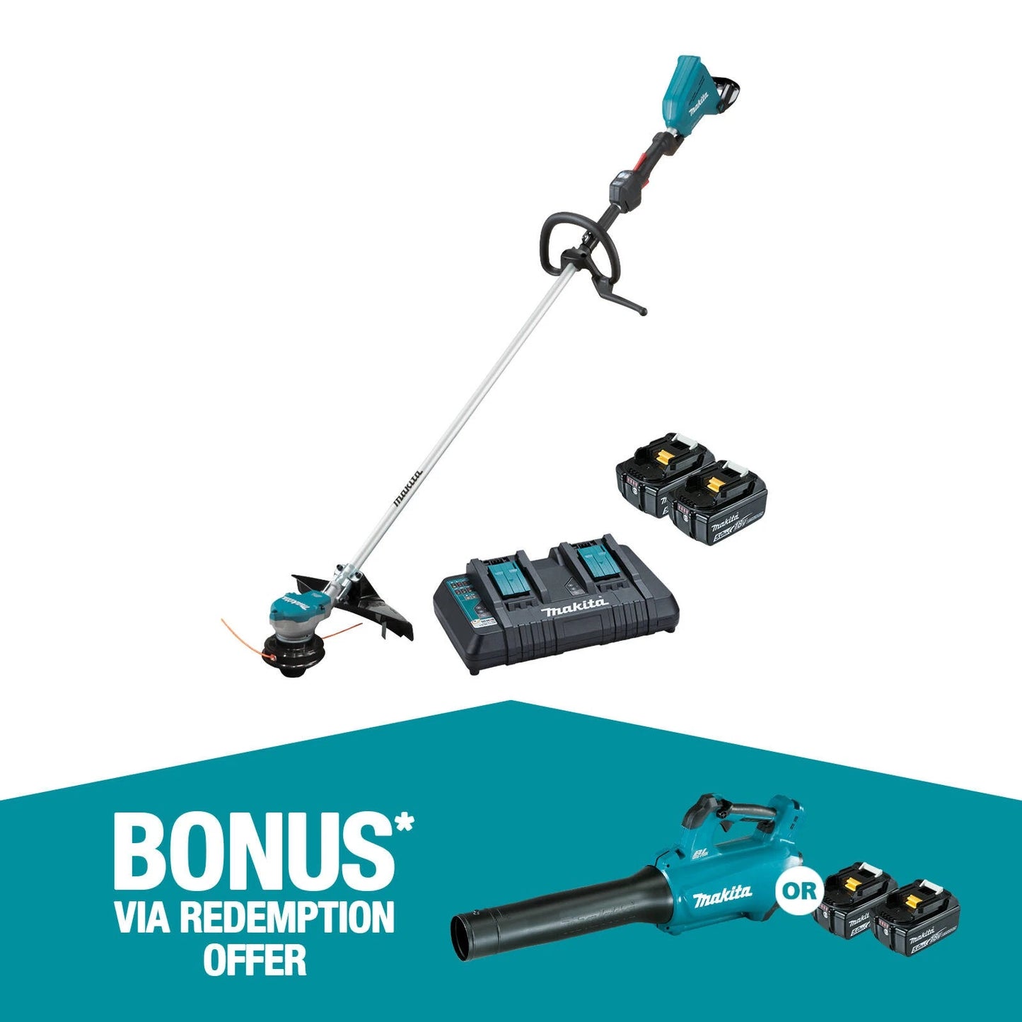 Makita 18Vx2 Brushless Line Trimmer Kit with Dual Batteries & Rapid Charger