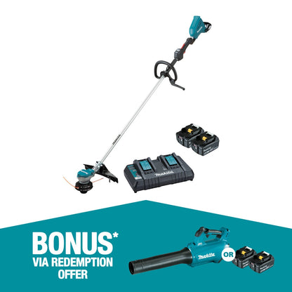 Makita 18Vx2 Brushless Line Trimmer Kit with Dual Batteries & Rapid Charger