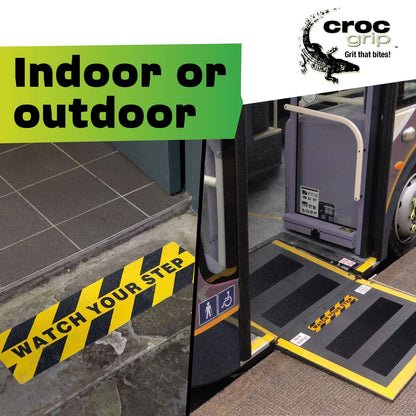 Croc Grip 5m x 50mm Yellow/Black Anti-Slip Tape, P5 Rated, Weather-Resistant, Indoor/Outdoor