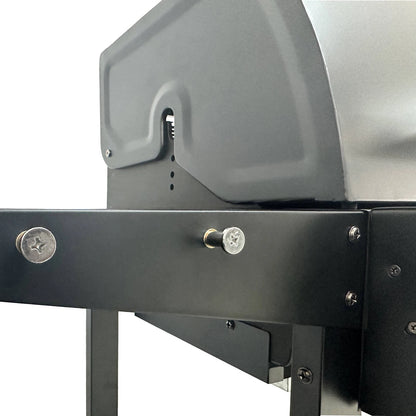 Jumbuck 4 Burner Hooded Gas BBQ, Cast Iron Grill, Auto Ignition, Portable, Black